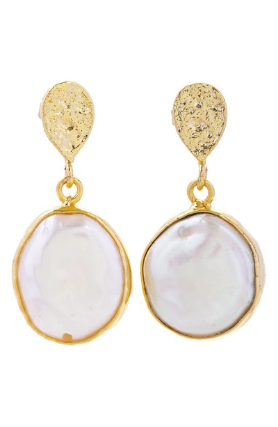 Shop Saachi Freshwater Pearl Full Moon Dangle Earrings In Gold