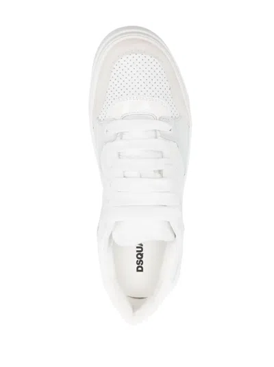 Dsquared2 Shielded Rubber Sole Sneakers With Perforated Toe In White