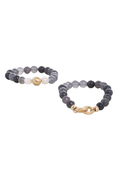 Shop Saachi Set Of 2 Eternity Stretch Bracelets In Grey