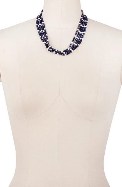 Shop Saachi Crosby Crystal & Pearl Multistrand Necklace In Cobalt