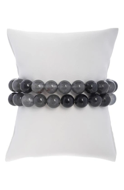 Shop Saachi Set Of 2 Eternity Stretch Bracelets In Grey