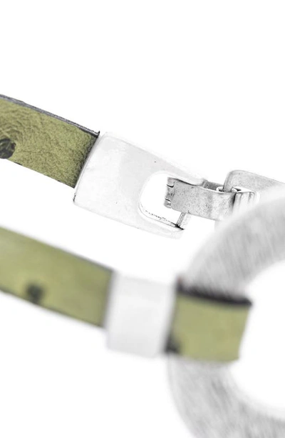 Shop Saachi Hammered Double Wrap Leather Bracelet In Green