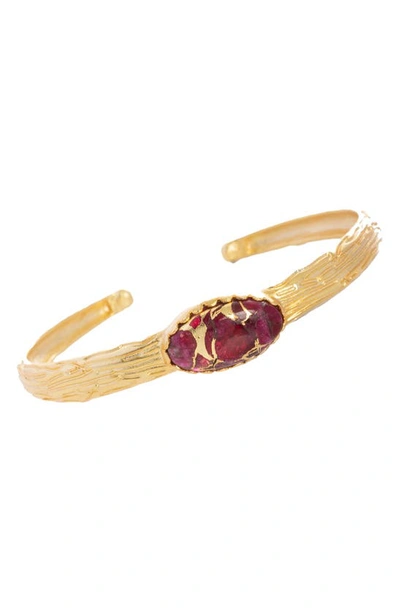 Shop Saachi Stone Cuff Bracelet In Fuchsia