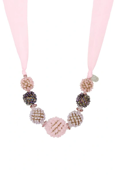 Shop Saachi Ribbon Raspberry Collar Necklace In Pink