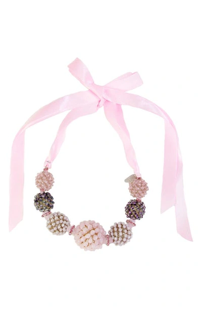 Shop Saachi Ribbon Raspberry Collar Necklace In Pink