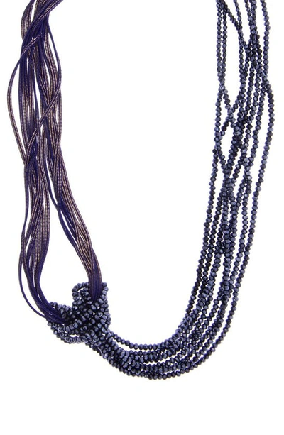 Shop Saachi Knotted Chain Layered Statement Necklace In Blue