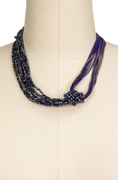 Shop Saachi Knotted Chain Layered Statement Necklace In Blue
