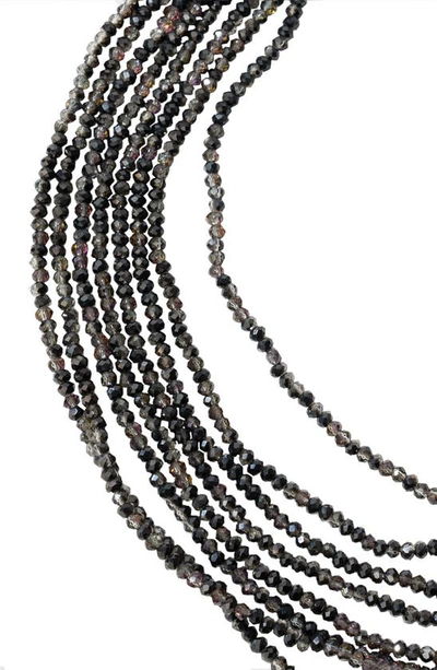 Saachi Multi Strand Short Crystal Necklace In Gunmetal