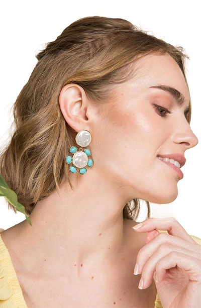 Saachi Cadence Pearl Earrings In White Combo