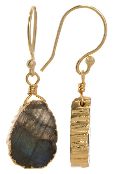 Saachi Labradorite Stone Earrings & Necklace Set In Gold Multi