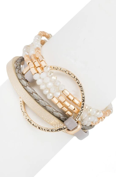 Shop Saachi Go With The Flow Beaded Bracelet In Taupe