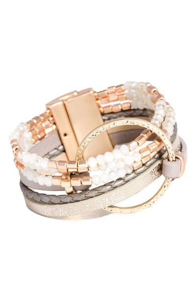Shop Saachi Go With The Flow Beaded Bracelet In Taupe