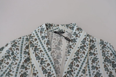 Shop Dolce & Gabbana Blue Floral Cotton Robe Coat Men's Jacket