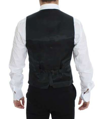 Dolce & Gabbana Blue Waistcoat Formal Stretch Wool Vest In Gray