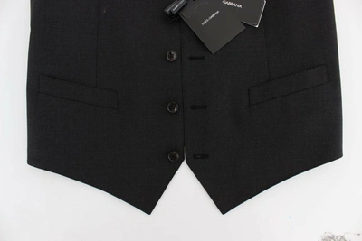 Dolce & Gabbana Blue Waistcoat Formal Stretch Wool Vest In Gray