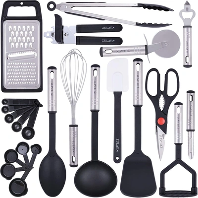 Shop Zulay Kitchen 23-piece Nylon And Stainless Steel Cookware Set In Black
