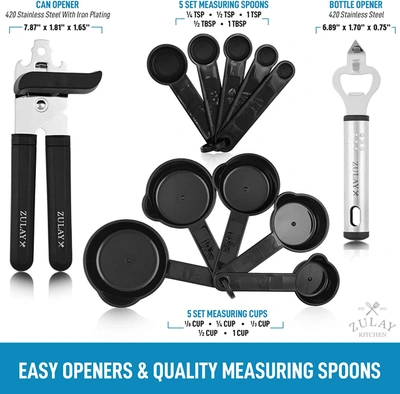 Zulay Kitchen Nylon Kitchen Utensils Stainless Steel Cooking Utensils - 23 Piece In Black