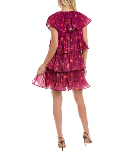 Amur Breeta Pleated Tiered Minidress In Purple