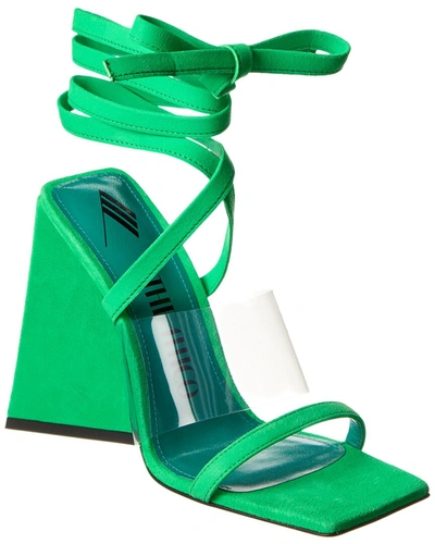 Shop Attico Isa Suede & Vinyl Sandal In Green