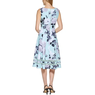 Shop Calvin Klein Petites Womens Floral Print Knee Midi Dress In Multi