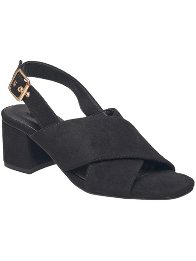 Shop French Connection Tahiti Womens Vegan Suede Ankle Strap Block Heels In Black