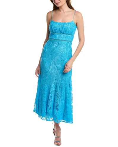 Shop ml Monique Lhuillier Lace Midi Dress In Blue