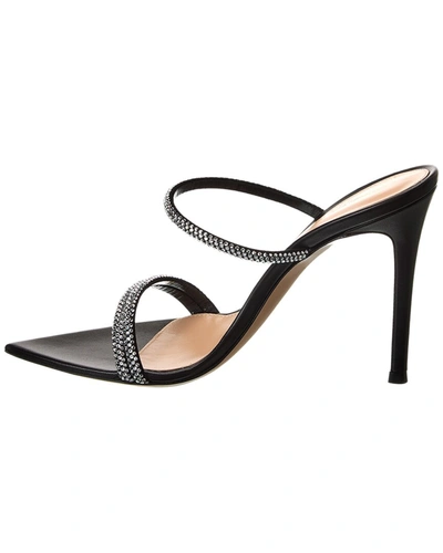 Shop Gianvito Rossi Cannes 105 Leather Sandal In Black