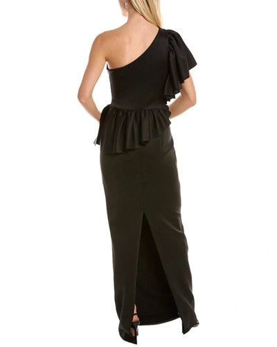 Black Halo Noble One-shoulder Column Gown In Black