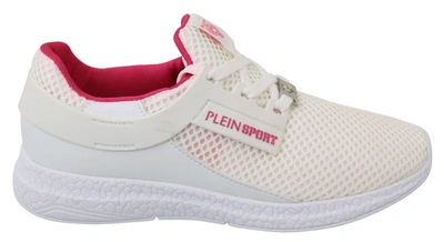 Shop Philipp Plein White Pink Polyester Becky Sneakers Women's Shoes