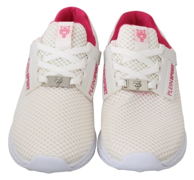Shop Philipp Plein White Pink Polyester Becky Sneakers Women's Shoes