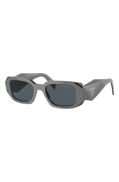 Shop Prada 51mm Rectangular Sunglasses In Dark Grey