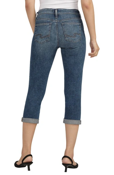 Silver Jeans Co. Elyse Star Embroidered Capri Jeans In Indigo