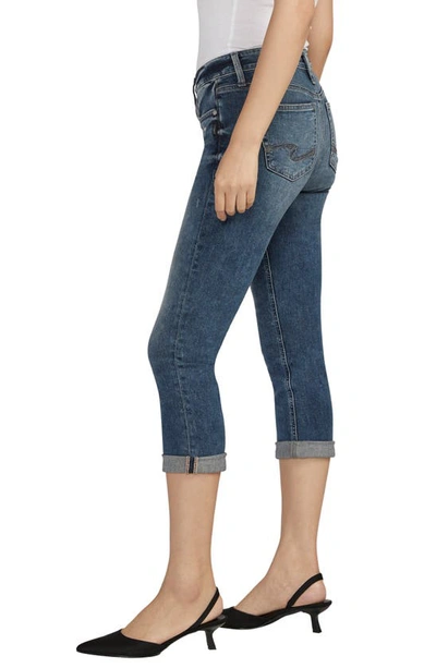 Silver Jeans Co. Elyse Star Embroidered Capri Jeans In Indigo