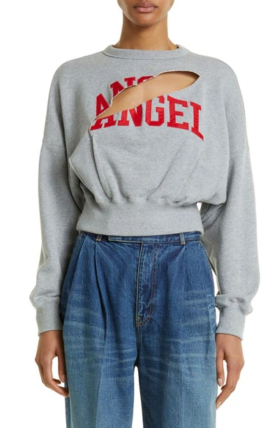 Shop Undercover Slashed Angel Graphic Sweatshirt In Top Grey