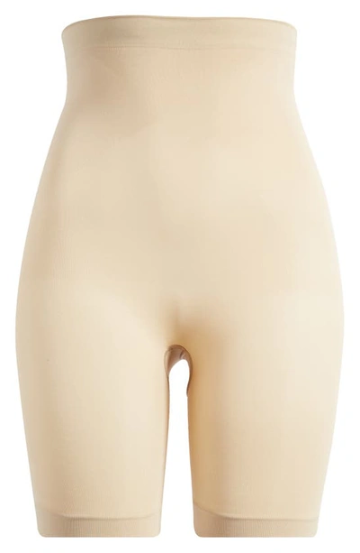 Skims Everyday Sculpt High Waist Crotchless Shaper Shorts In Clay
