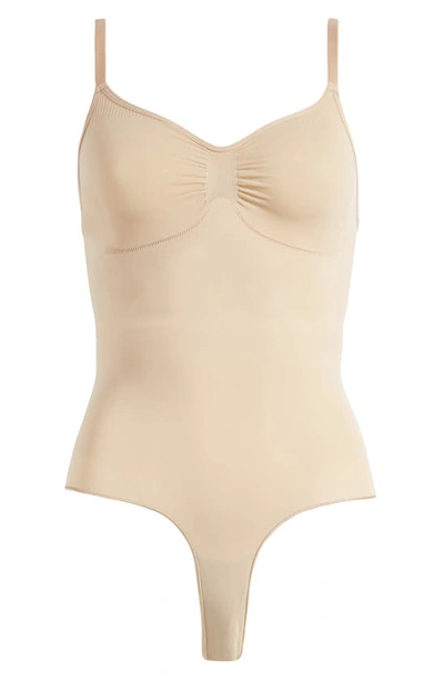 Skims Seamless Sculpt Thong Bodysuit In Mica In Clay