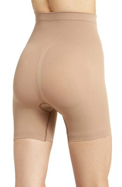 Shop Skims Seamless Sculpt Mid Thigh Shorts In Sienna