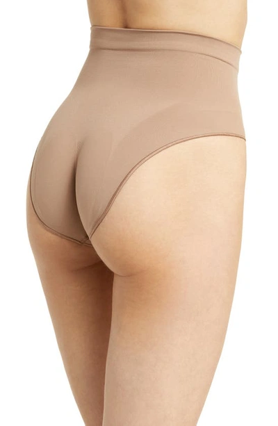 Shop Skims Seamless Sculpt Mid Waist Briefs In Sienna