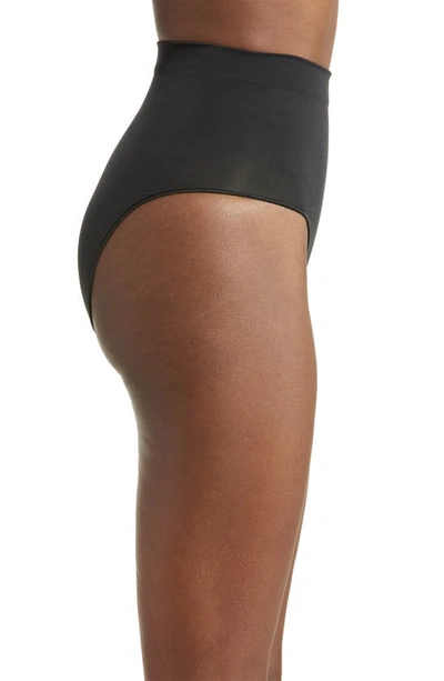 Shop Skims Seamless Sculpt Mid Waist Briefs In Onyx