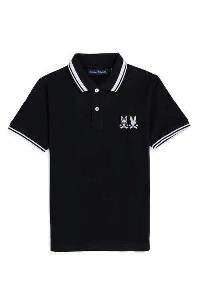 Shop Psycho Bunny Kids' Kingwood Embroidered Piqué Polo In Black