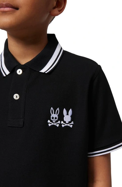 Shop Psycho Bunny Kids' Kingwood Embroidered Piqué Polo In Black