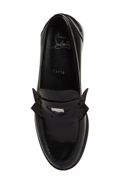 Christian Louboutin Penny Donna Glossed-leather Loafers In Black