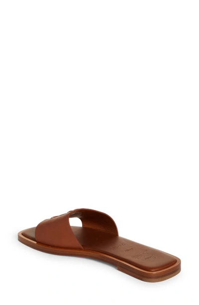 Christian Louboutin Leather Logo Red Sole Slide Sandals In Brown
