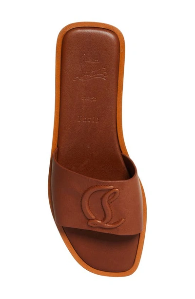 Shop Christian Louboutin Cl Logo Slide Sandal In Cuoio