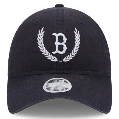 Shop New Era Navy Boston Red Sox Leaves 9twenty Adjustable Hat