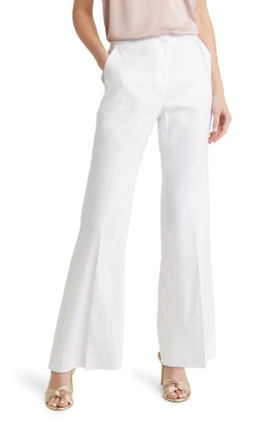 Shop Milly Lennon Linen Blend Flare Pants In White