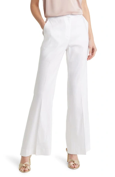 Milly Lennon Flare-leg Linen Pants In White