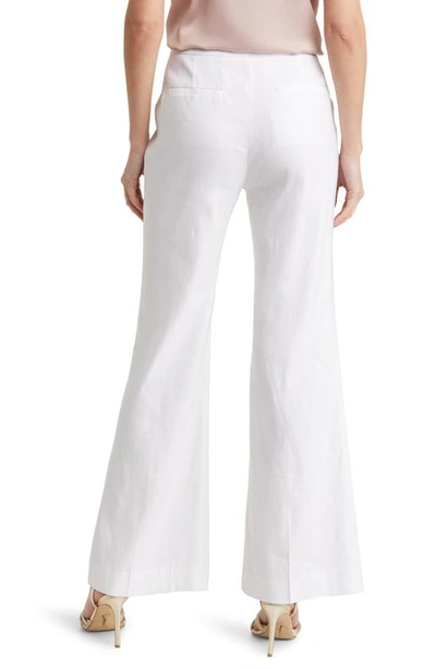 Shop Milly Lennon Linen Blend Flare Pants In White