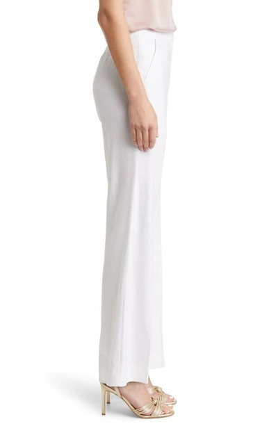 Shop Milly Lennon Linen Blend Flare Pants In White