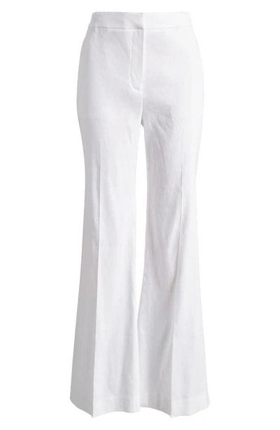 Shop Milly Lennon Linen Blend Flare Pants In White